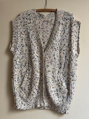 Misha & Puff Confetti Fisherman’s button up cardigan vest m/l